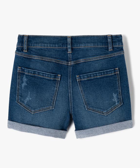 Short fille en jean avec revers cousus vue3 - GEMO (JUNIOR) - GEMO