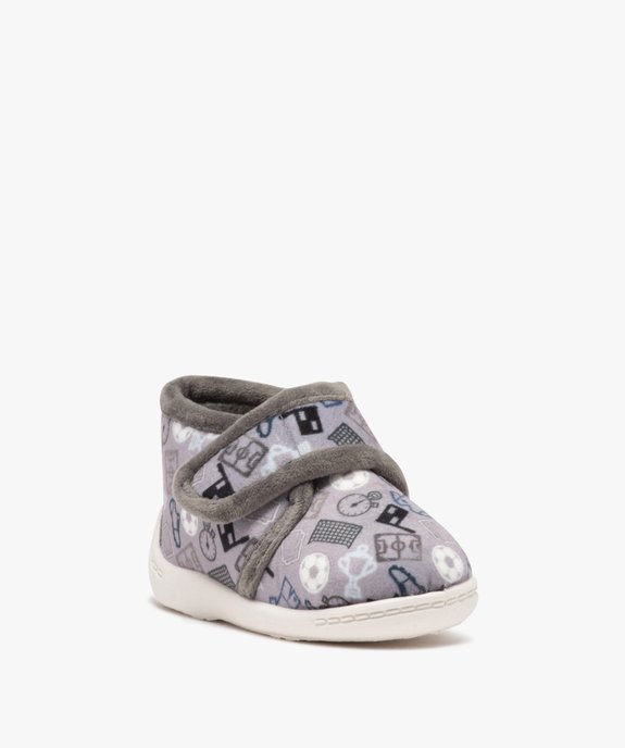 Chaussons garçon bottillons en velours imprimé et à scratch vue2 - GEMO 4G GARCON - GEMO
