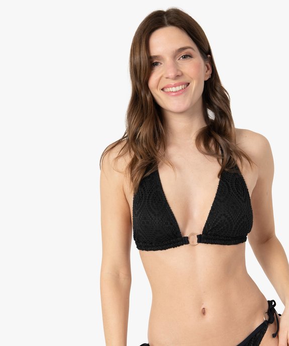 Haut de maillot de bain femme forme triangle en maille ajourée vue1 - GEMO (PLAGE) - GEMO