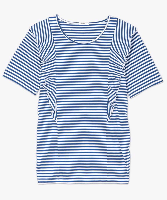Tee-shirt de grossesse rayé à volants vue4 - GEMO (MATER) - GEMO