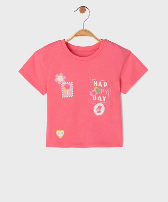 Tee-shirt manches courtes à motifs girly bébé fille vue1 - GEMO(BEBE DEBT) - GEMO