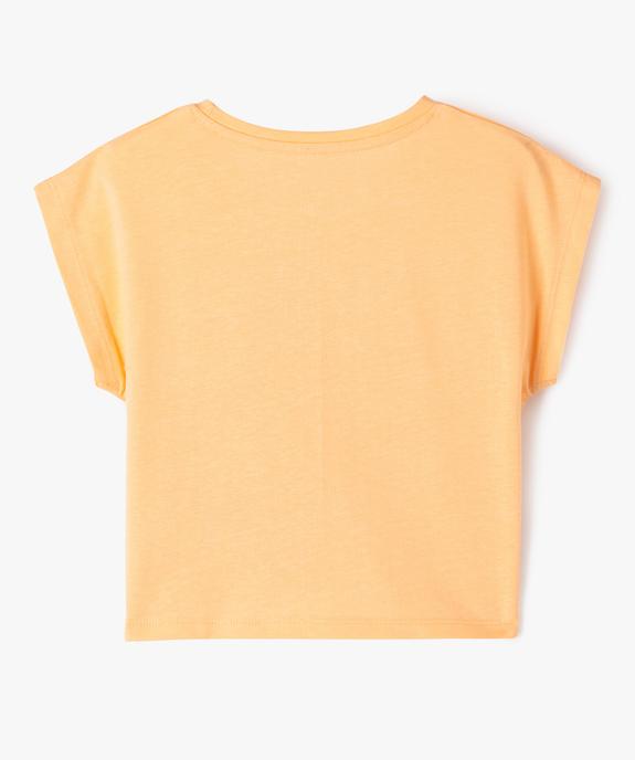 Tee-shirt à manches courtes coupe courte fille vue3 - GEMO (ENFANT) - GEMO