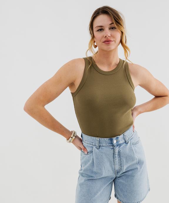 Débardeur en maille côtelée emmanchures américaines femme vue1 - GEMO 4G FEMME - GEMO