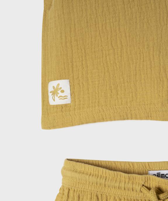 Ensemble 2 pièces en gaze de coton bébé garçon short + tee-shirt vue2 - GEMO(BEBE DEBT) - GEMO