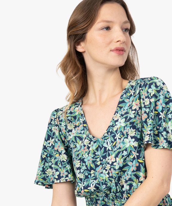 Robe femme à manches courtes et ceinture smockée vue2 - GEMO(FEMME PAP) - GEMO