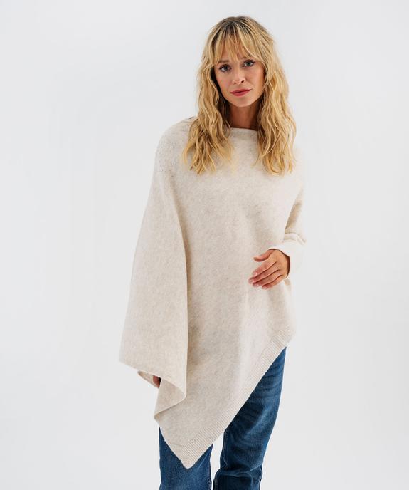 Poncho asymétrique avec strass femme vue1 - GEMO 4G FEMME - GEMO