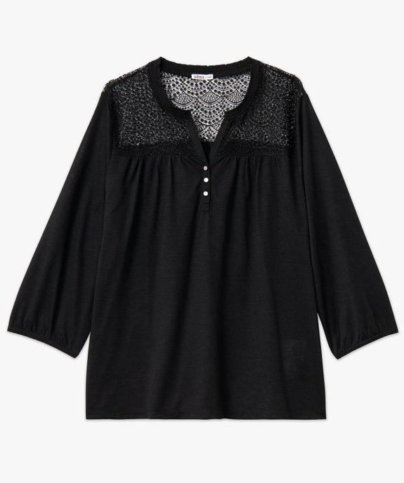 Tee-shirt droit manches 3/4 à col boutonné femme grande taille vue4 - GEMO 4G GT - GEMO