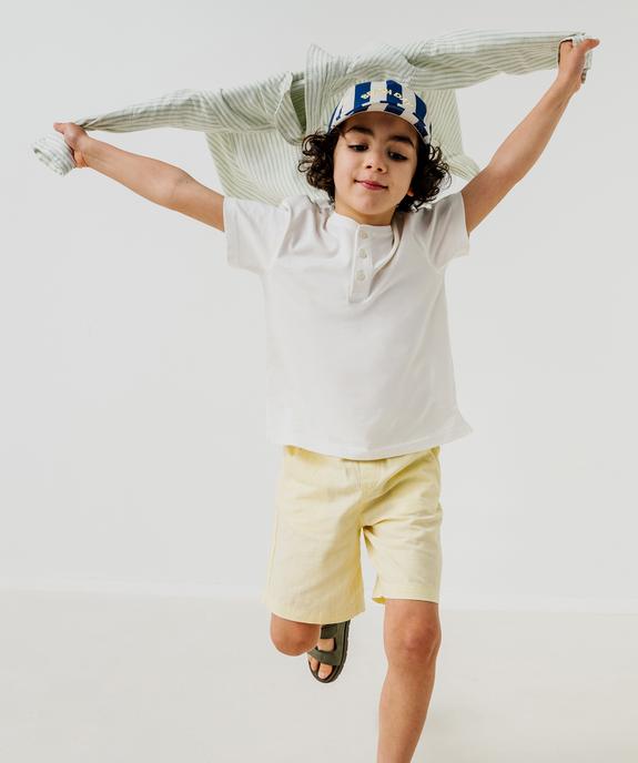 Bermuda en coton lin à taille élastiquée garçon vue6 - GEMO (ENFANT) - GEMO