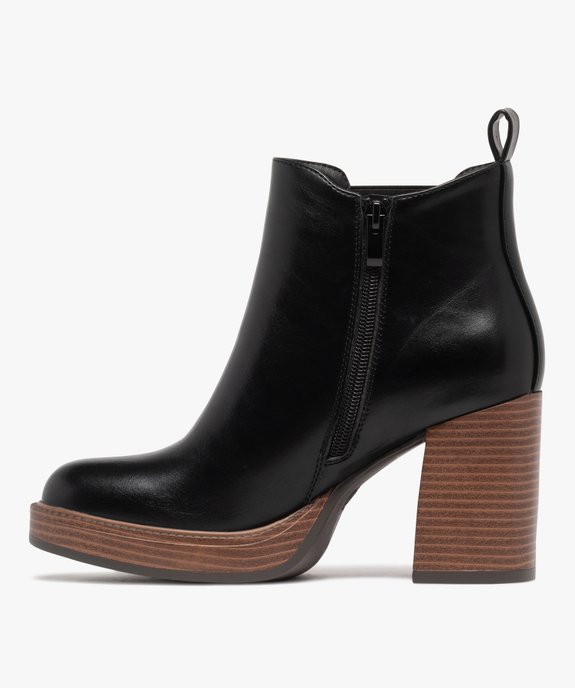 Boots femme à talon flare et semelle plateforme avec bout carré vue4 - FOLLOW ME - GEMO