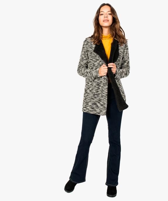 Gilet femme en maille bouclette doublé sherpa vue5 - FOLLOW ME - GEMO