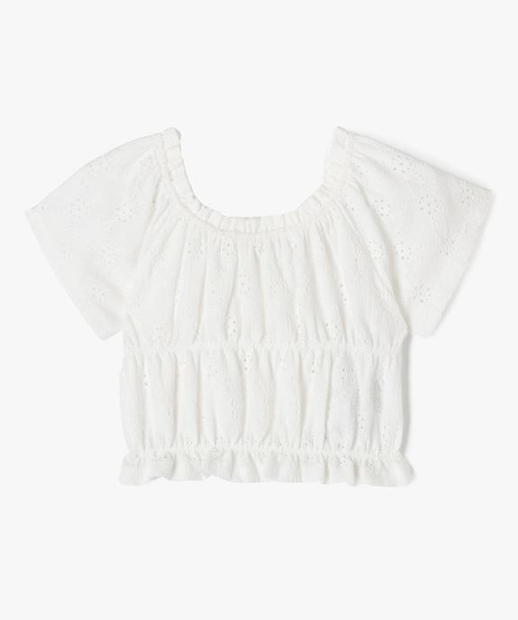 Blouse à manches courtes ajourée à finitions froncées fille vue2 - GEMO (ENFANT) - GEMO