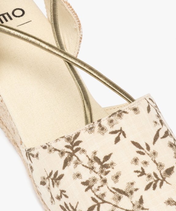 Espadrilles femme à talon compensé en corde avec dessus brides élastiques croisées vue6 - GEMO(URBAIN) - GEMO