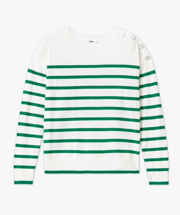 Pull rayé en maille fine avec col rond femme vue4 - GEMO 4G FEMME - GEMO
