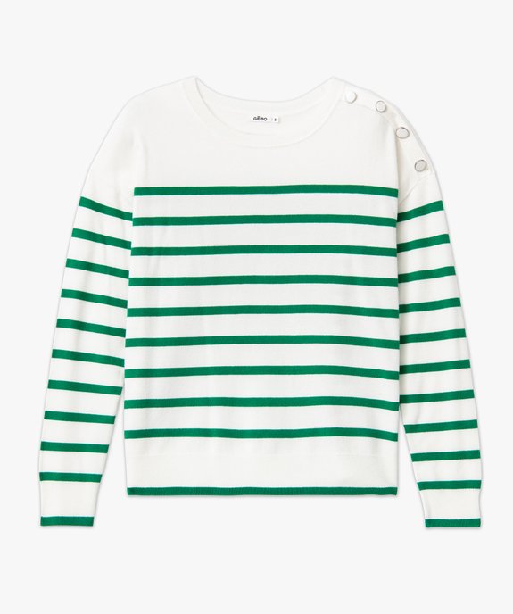 Pull rayé en maille fine avec col rond femme vue4 - GEMO 4G FEMME - GEMO