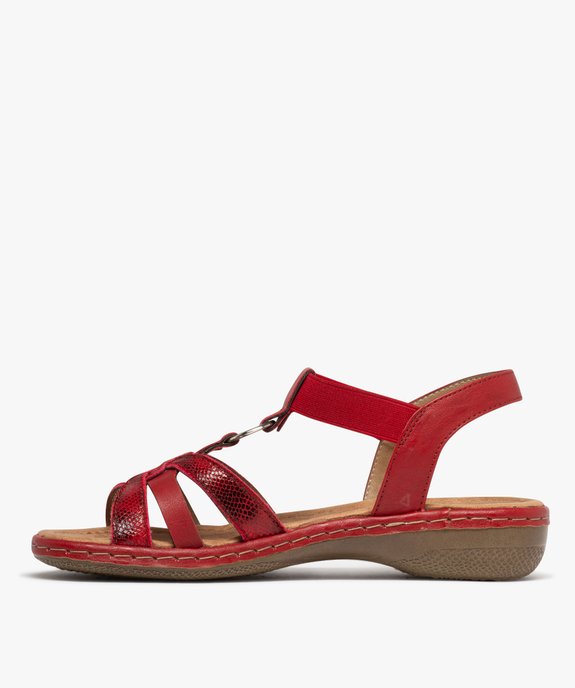 Sandales à brides avec anneau métallique femme - Softrelax vue3 - SOFTRELAX - GEMO