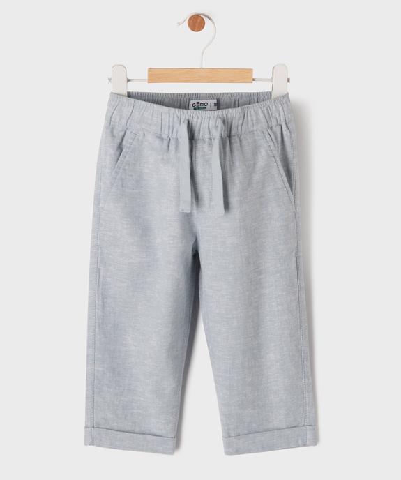 Pantalon à taille élastiquée en lin et coton bébé garçon vue1 - GEMO 4G BEBE - GEMO