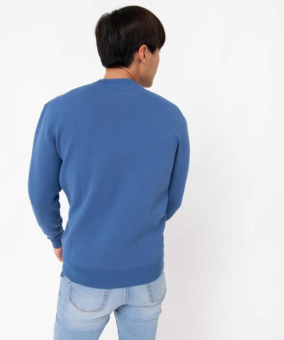Pull homme à col rond en maille unie vue3 - GEMO (HOMME) - GEMO