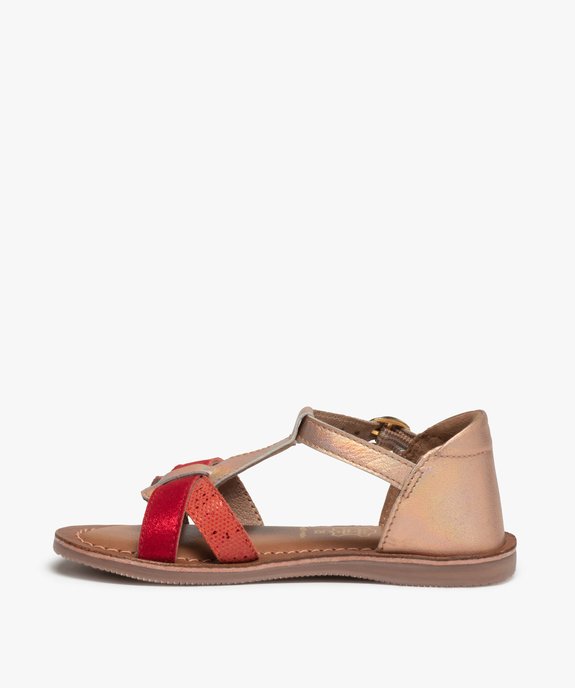 Sandales filles à brides croisées en cuir et talon fermé vue3 - GEMO (ENFANT) - GEMO
