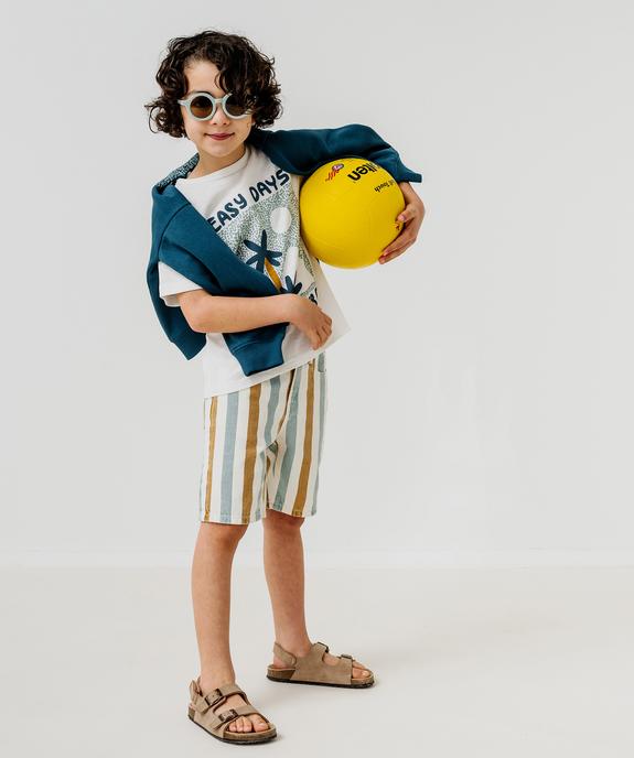 Bermuda skater en coton délavé et rayé garçon vue1 - GEMO 4G GARCON - GEMO