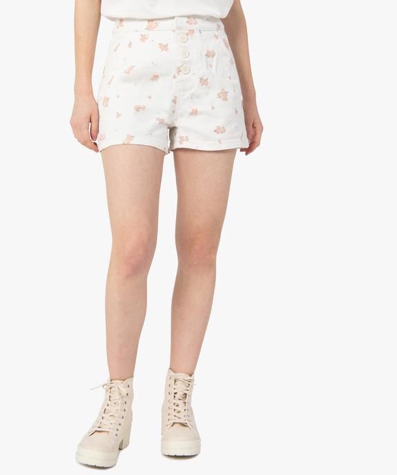 Short femme taille haute à motifs fleuris vue1 - GEMO(FEMME PAP) - GEMO