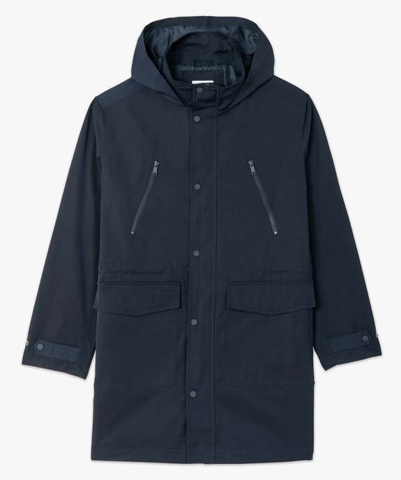 Parka homme à capuche en matière déperlante vue4 - GEMO (HOMME) - GEMO