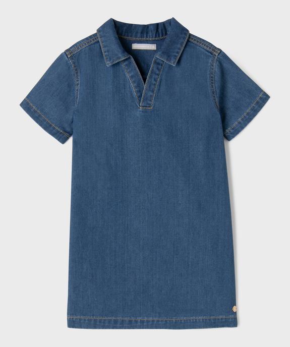 Robe en jean à manches courtes et col chemise fille - LuluCastatgnette vue1 - LULUCASTAGNETTE - GEMO