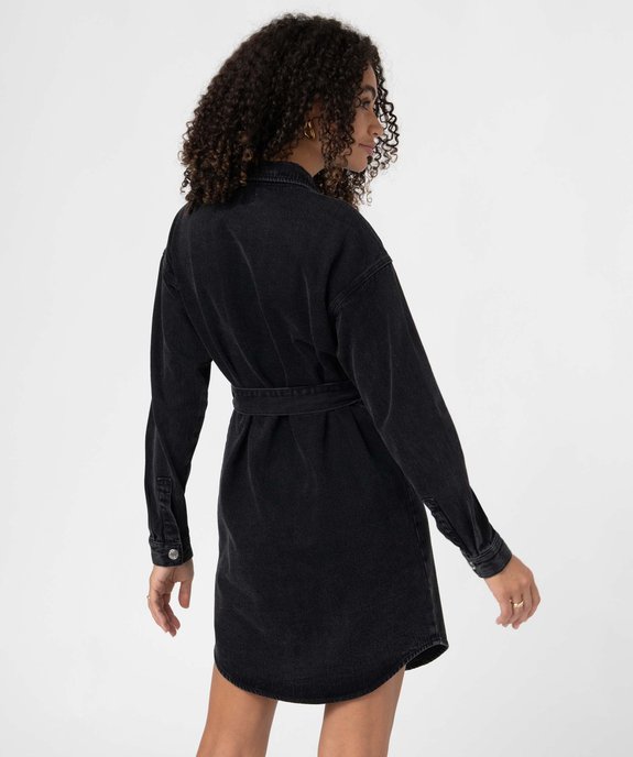Robe femme en jean boutonnée sur l’avant avec ceinture vue3 - GEMO(FEMME PAP) - GEMO