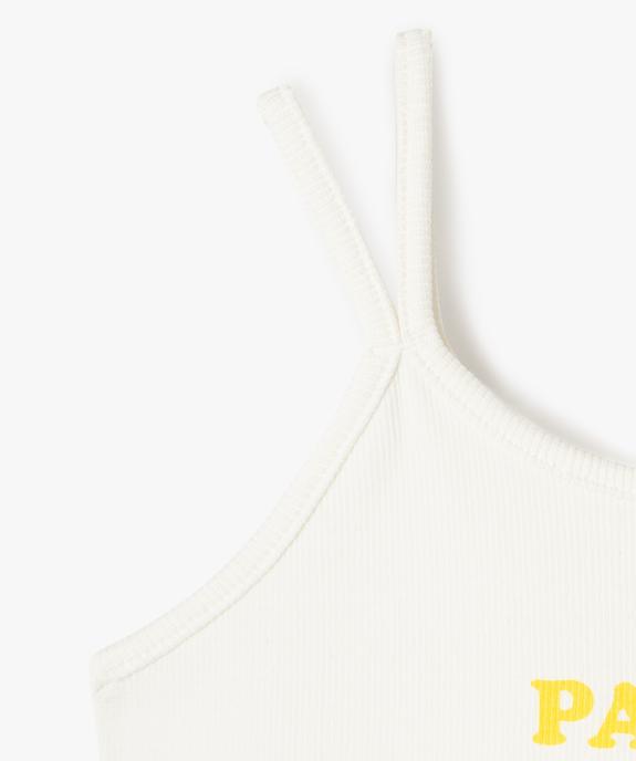 Débardeur à fines bretelles en maille côtelée avec message fille vue3 - GEMO 4G FILLE - GEMO