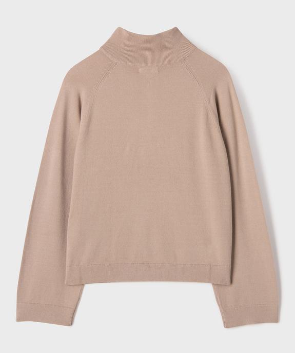 Pull col camionneur zippé en maille fine fille vue4 - GEMO (JUNIOR) - GEMO