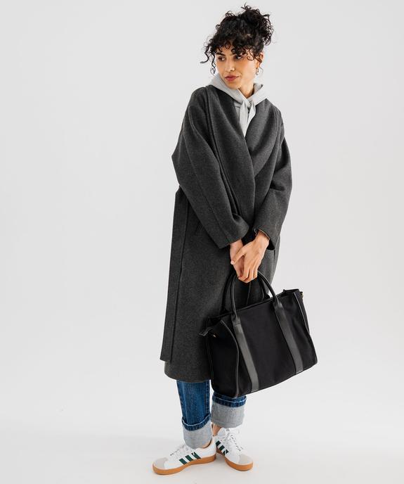 Manteau long croisé avec ceinture à nouer femme vue1 - GEMO 4G FEMME - GEMO