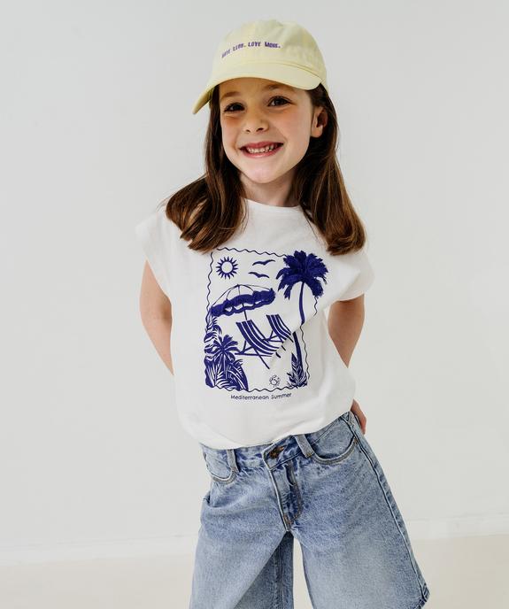 Tee-shirt manches courtes avec motif poitrine et dos fille vue1 - GEMO 4G FILLE - GEMO