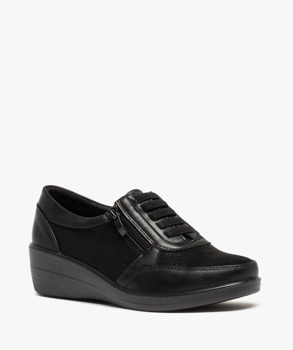 Derbies femme confort à talon compensé fermeture zippée vue2 - GEMO (CONFORT) - GEMO