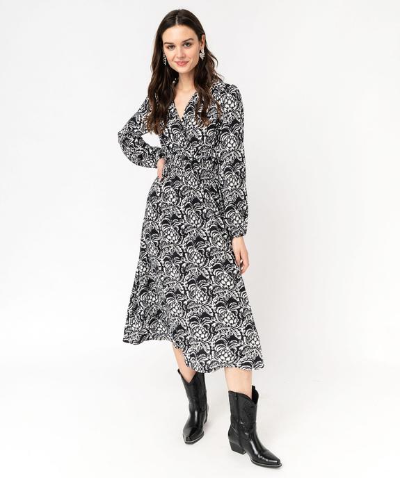 Robe longue à motifs fleuris décolleté cache-coeur femme vue2 - GEMO(FEMME PAP) - GEMO