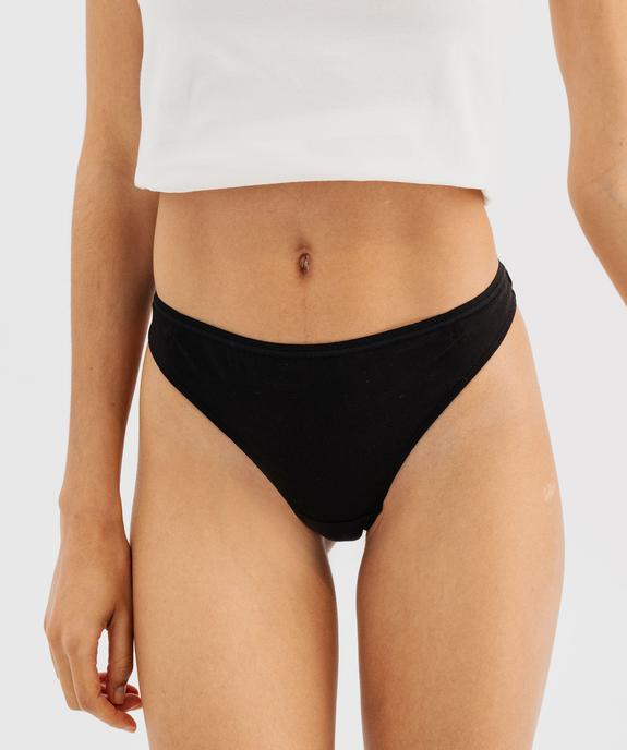 String en coton stretch uni femme (lot de 2) vue1 - GEMO 4G FEMME - GEMO