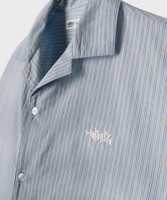 Chemise manches courtes rayée à col cubain garçon vue3 - GEMO (JUNIOR) - GEMO