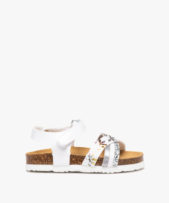 Sandales fille à motifs et à brides contrastées à paillettes   vue1 - GEMO 4G FILLE - GEMO