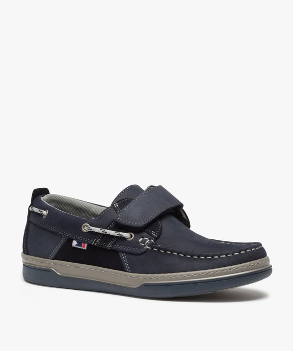 Chaussures bateau homme dessus cuir fermeture scratch vue2 - GEMO (CONFORT) - GEMO