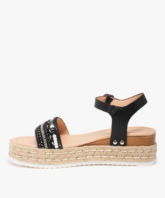 Sandales femme compensées à bride ornée de strass vue3 - GEMO(URBAIN) - GEMO