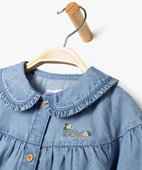 Blouse en toile chambray avec col Claudine bébé fille - LuluCastagnette vue3 - LULUCASTAGNETTE - GEMO