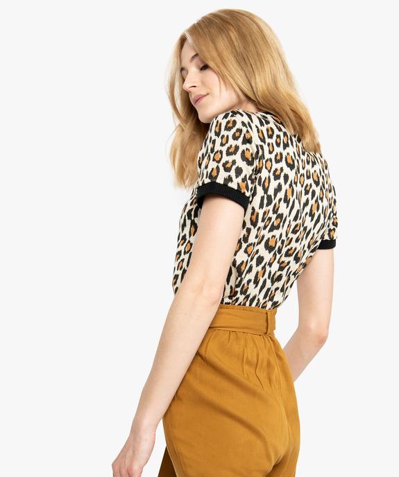 Tee-shirt femme en maille épaisse à motifs vue3 - FOLLOW ME - GEMO