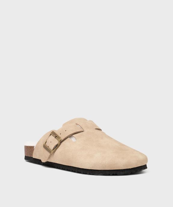 Sabots fourrés en suédine femme vue3 - 5 MILES - GEMO