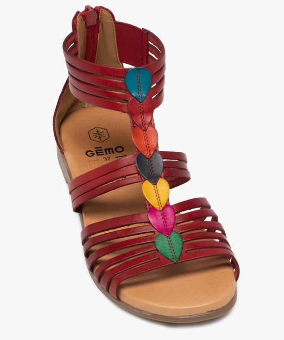 Sandales femme style spartiates montantes à fines brides en cuir vue5 - GEMO (CASUAL) - GEMO