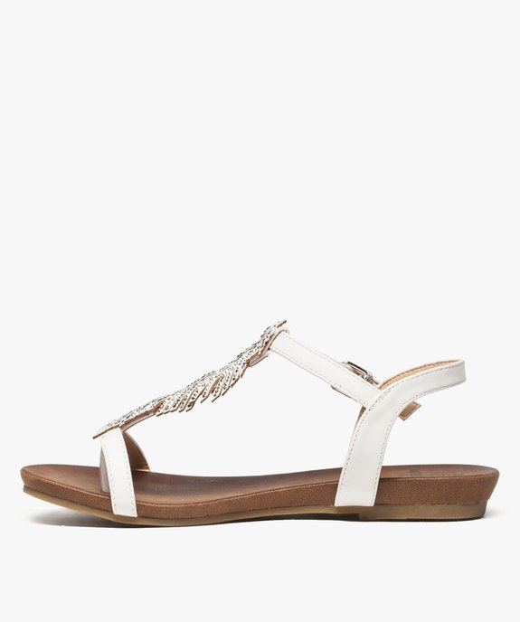 Sandales femme avec feuille en strass et petit talon compensé vue3 - GEMO (CASUAL) - GEMO