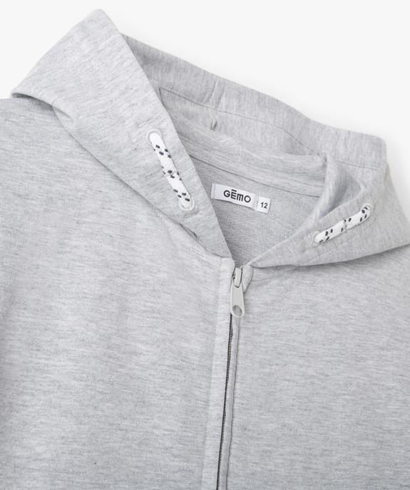 Sweat garçon uni à capuche avec fermeture zippée vue2 - GEMO (JUNIOR) - GEMO