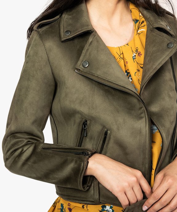 Blouson style perfecto aspect suédine vue2 - FOLLOW ME - GEMO