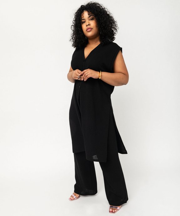 Gilet long sans manches en maille femme grande taille vue1 - GEMO (G TAILLE) - GEMO