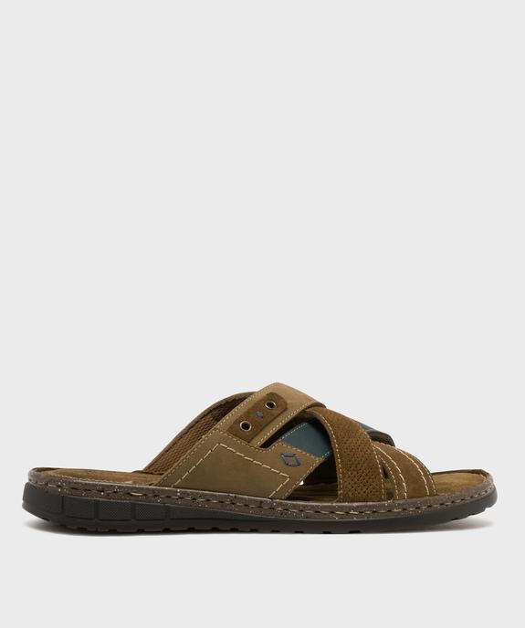 Mules en cuir à brides croisées homme - g'flex vue1 - G'FLEX - GEMO