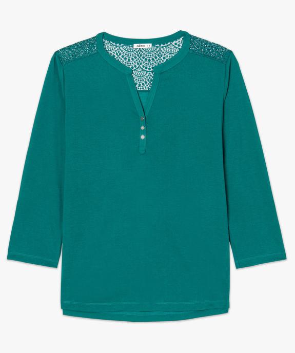 Tee-shirt femme à manches 3/4 boutonnées et dentelle au dos  vue4 - GEMO(FEMME PAP) - GEMO