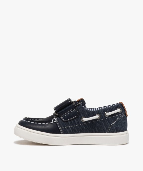 Chaussures bateau garçon bi-matières à scratch vue3 - GEMO (ENFANT) - GEMO