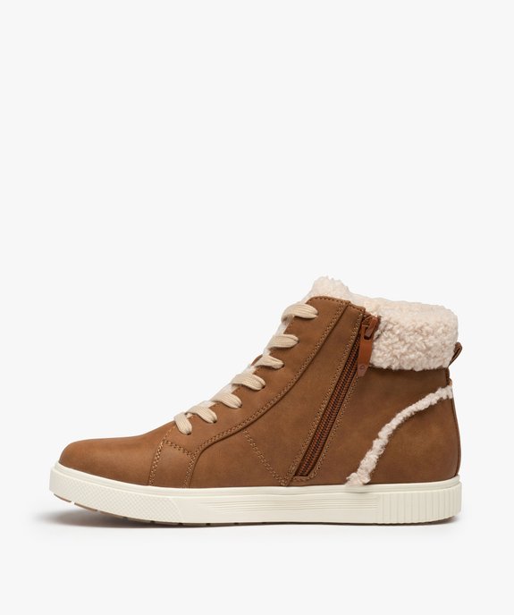 Baskets femme mid-cut unies à col sherpa vue3 - GEMO (SPORTSWR) - GEMO